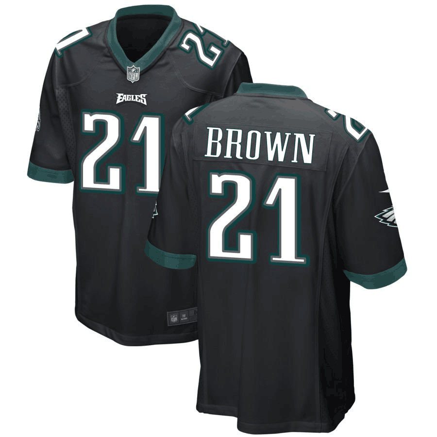 Men's Philadelphia Eagles #21 Sydney Brown Black Stitched Game Jersey Men's Philadelphia Eagles #21 Sydney Brown Black Stitched Game Jersey